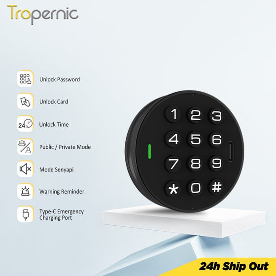 [Public Mode] 2 In 1 Smart Drawer Lock Password Cabinet Lock with IC Card Keyless Universal Cabinet Lock for Home Hotel Sauna Room