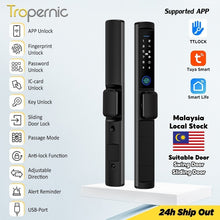 Tuya/TTLOCK Waterproof Smart Door Lock Anti Theft Zinc Alloy Sliding Door Lock with Short Handle Semi-Automatic Fingerprint Digital Lock For Aluminum Door
