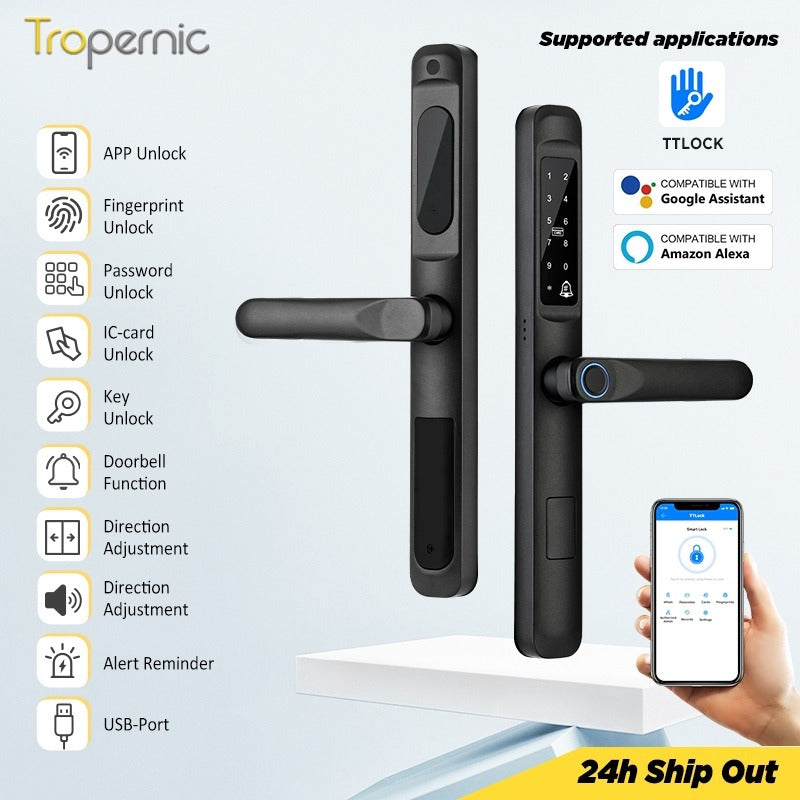 [Google Home] TTLOCK Smart Door Lock with Doorbell APP Remote Unlock Waterproof Sliding Door Lock Fingerprint Digital Lock Amazon Alexa