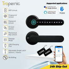 [No Drilling] 5 In 1 TTLOCK Digital Door Lock APP Remote Unlock Anti Theft Fingerprint Handle Password Smart Lock 60/70MM Single Latch For Bedroom Home Hotel