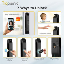 7 In 1 Tuya Smart Door Lock with HD Camera Video Surveillance APP Remote Unlock Fully Automatic Security Door Digital Lock Face Palm Print Unlock Kunci Pintu Rumah