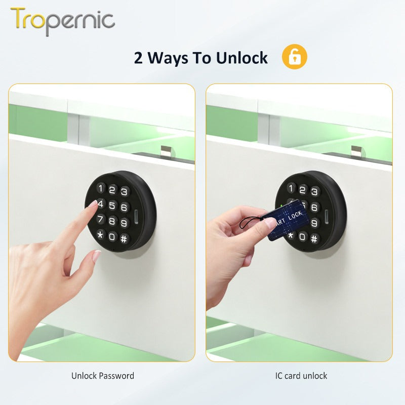 [Public Mode] 2 In 1 Smart Drawer Lock Password Cabinet Lock with IC Card Keyless Universal Cabinet Lock for Home Hotel Sauna Room