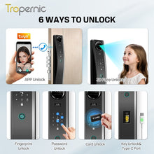 6 In 1 Tuya Smart Door Lock 3D Face Recognition Video Intercom Fully Auto Lock Pintu Rumah with Mechanical Deadlock APP Remote Unlock for Main Door