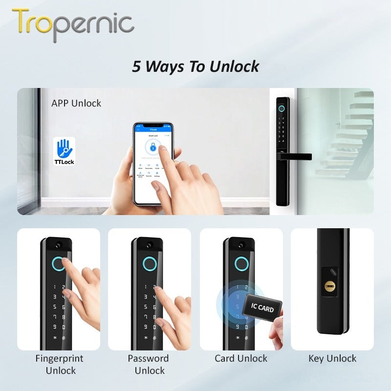 [Smart Grill Door Lock] TTLOCK Smart Door Lock Double Side Outdoor Waterproof Digital Lock with Doorbell Aluminum Door Electronic Lock Fingerprint/Password/IC Card/Key Unlock