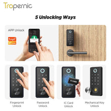 Tuya Smart Door Lock WiFi Remote Unlock Digital Password IC Card Biometric Fingerprint Unlock Fully Automatic Electric Deadbolt