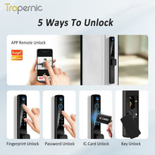 Tuya WiFi Smart Door Lock with Security Camera Fingerprint Sliding Door Lock with Electronic Anti Lock Button Security Password Digital Door Lock for Home