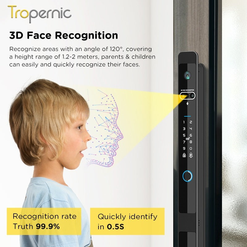 [Face Unlock] Tuya Smart Door Lock with Camera 6 In 1 Fully Automatic Sliding Door Lock APP Remote Unlock Fingerprint Digital Lock for Aluminum Door