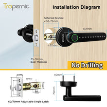 [No Drilling] 5 In 1 TTLOCK Digital Door Lock APP Remote Unlock Anti Theft Fingerprint Handle Password Smart Lock 60/70MM Single Latch For Bedroom Home Hotel