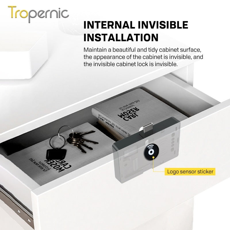TTLOCK Smart Cabinet Lock with App Management, RFID IC Card Unlock, Keyless Hidden Drawer Lock, Bluetooth Unlock