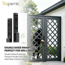 [New Grill Lock] 7 In 1 Tuya Smart Door Lock Fully Automatic Double Sided Lock 3D Face + Palm Recognition Waterproof Sliding Door Lock for Gate Door