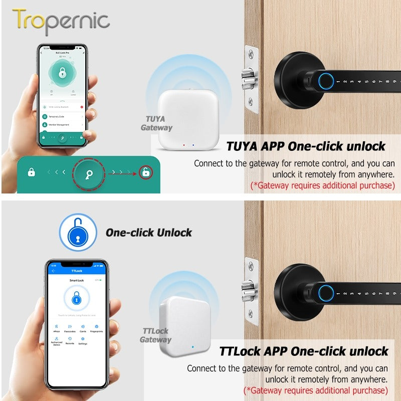 [No Drill] Tuya/TTLOCK Bluetooth Smart Door Lock APP Remote Unlock 5 In 1 Fingerprint Password IC Card Unlock Digital Lock for Wooden Door