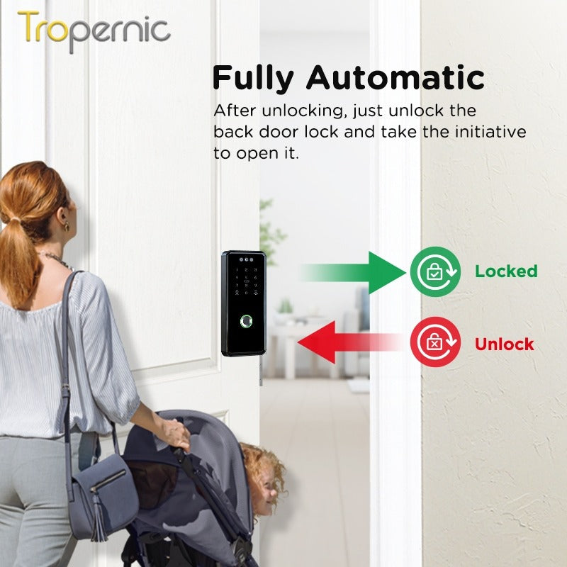 [Gate Door Lock] Tuya Double Side Smart Door Lock with Doorbell Fully Automatic 3D Face Unlock APP Remote Unlock Fingerprint Digital Lock for Home