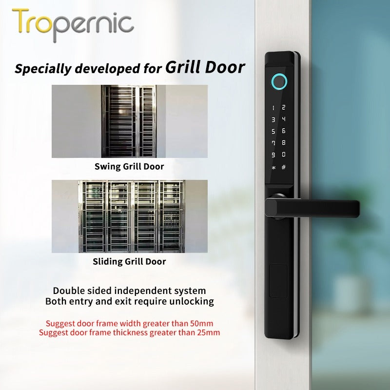 [Smart Grill Door Lock] TTLOCK Smart Door Lock Double Side Outdoor Waterproof Digital Lock with Doorbell Aluminum Door Electronic Lock Fingerprint/Password/IC Card/Key Unlock