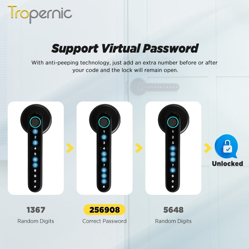 [No Drilling] 5 In 1 TTLOCK Digital Door Lock APP Remote Unlock Anti Theft Fingerprint Handle Password Smart Lock 60/70MM Single Latch For Bedroom Home Hotel