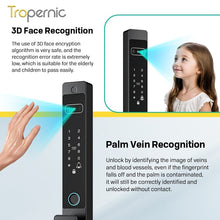 [New Grill Lock] 7 In 1 Tuya Smart Door Lock Fully Automatic Double Sided Lock 3D Face + Palm Recognition Waterproof Sliding Door Lock for Gate Door