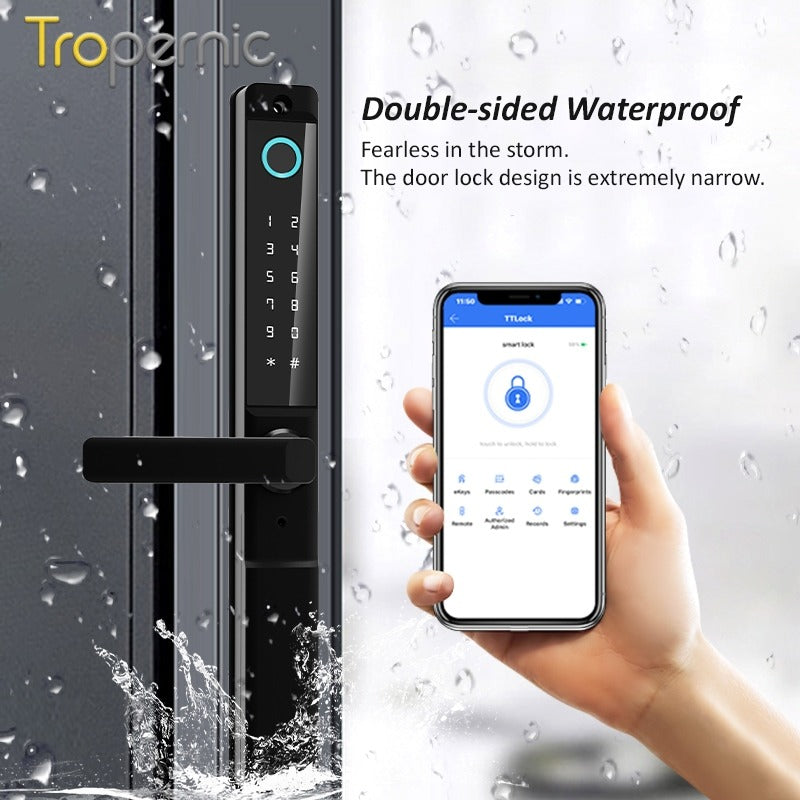[Smart Grill Door Lock] TTLOCK Smart Door Lock Double Side Outdoor Waterproof Digital Lock with Doorbell Aluminum Door Electronic Lock Fingerprint/Password/IC Card/Key Unlock