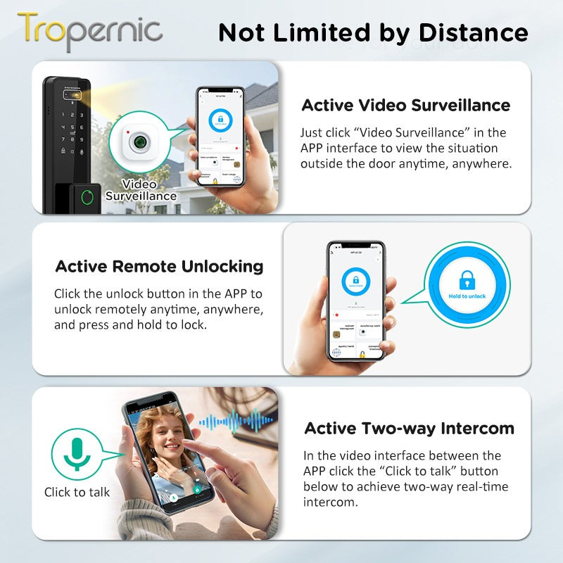 [Video Surveillance] Tuya Smart Door Lock 3D Face Palmprint Unlock Fully Automatic Digital Door Lock APP User Management Remote Unlock Fingerprint Tombol Pintu Rumah for Wooden Door
