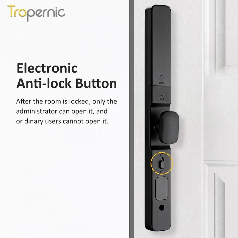 Tuya WiFi Smart Door Lock with Security Camera Fingerprint Sliding Door Lock with Electronic Anti Lock Button Security Password Digital Door Lock for Home