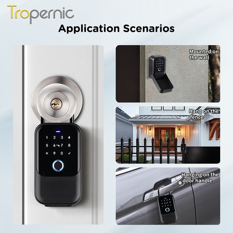 [APP Management] Tuya/TTLOCK Bluetooth Key Safe Box Outdoor Waterproof Wall Mounted Safety Box APP Remote Unlock Fingerprint Password Anti Theft Strongbox for Home