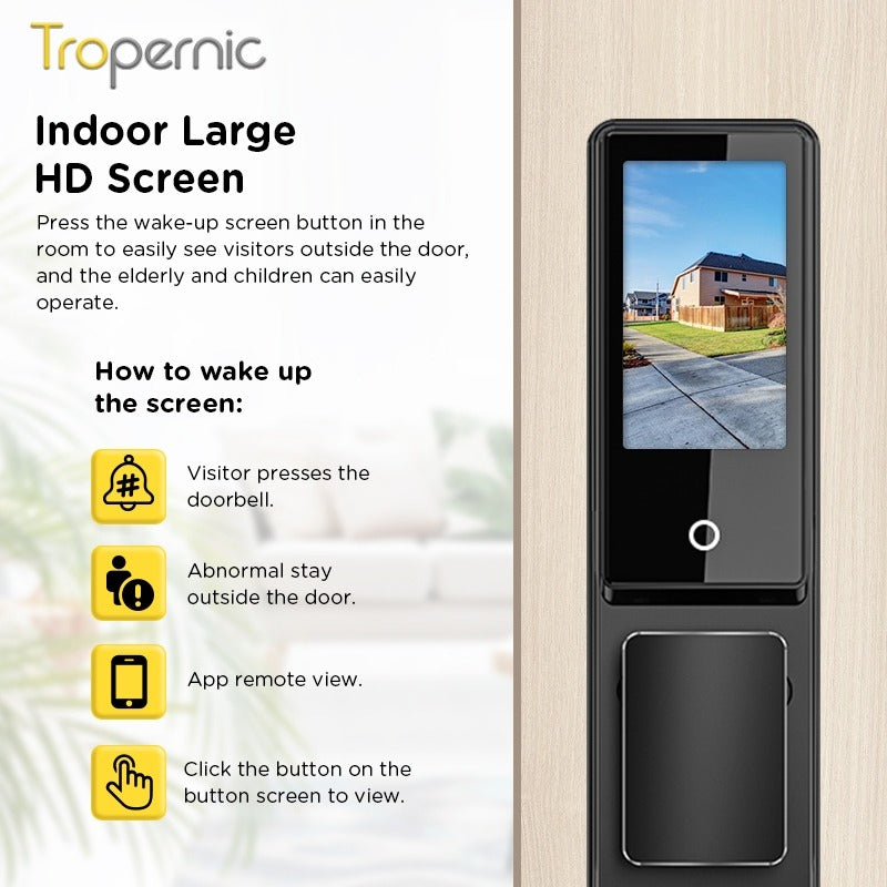 [New Arrival] 7 In 1 Tuya Smart Door Lock with Video Surveillance APP Remote Unlock Fully Automatic Fingerprint Digital Lock 3D Face Palm Unlock 6068 Security Door Lock