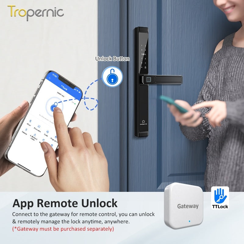 [Grill Door Lock] TTLOCK Double Sided Smart lock Waterproof Double Side System Digital Lock with Doorbell Bluetooth Smart Grill Door Lock