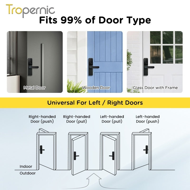 TTLOCK Smart Door Lock with Doorbell APP Management Fingerprint Tombol Pintu Rumah Anti Theft Password Digital Lock Door Knob for Home Wooden Door