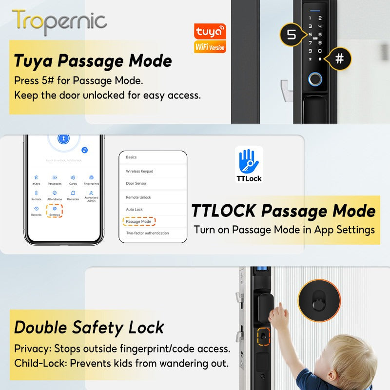 Tuya/TTLOCK Waterproof Smart Door Lock Anti Theft Zinc Alloy Sliding Door Lock with Short Handle Semi-Automatic Fingerprint Digital Lock For Aluminum Door