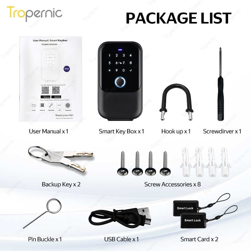 [APP Management] Tuya/TTLOCK Bluetooth Key Safe Box Outdoor Waterproof Wall Mounted Safety Box APP Remote Unlock Fingerprint Password Anti Theft Strongbox for Home
