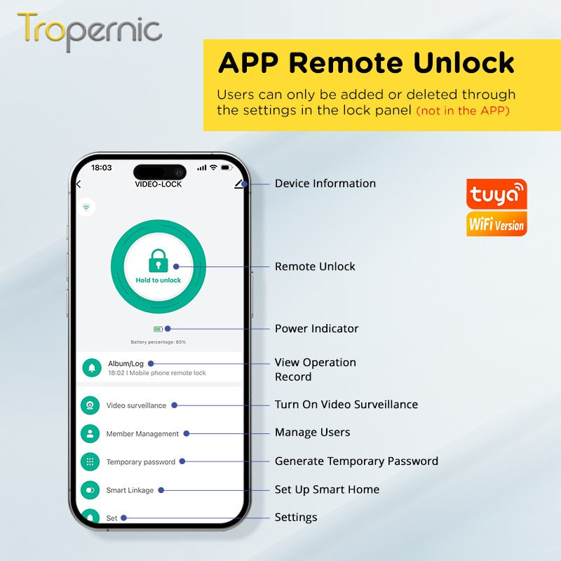 7 In 1 Tuya Smart Door Lock with HD Camera Video Surveillance APP Remote Unlock Fully Automatic Security Door Digital Lock Face Palm Print Unlock Kunci Pintu Rumah