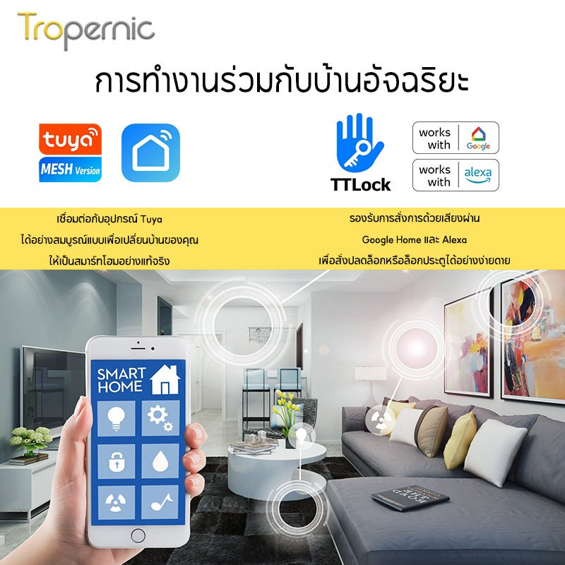 [No Drill] Tuya/TTLOCK Bluetooth Smart Door Lock APP Remote Unlock 5 In 1 Fingerprint Password IC Card Unlock Digital Lock for Wooden Door