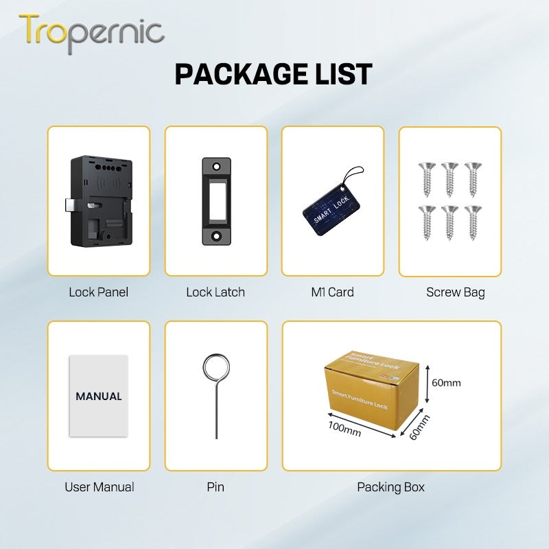 TTLOCK Smart Cabinet Lock with App Management, RFID IC Card Unlock, Keyless Hidden Drawer Lock, Bluetooth Unlock
