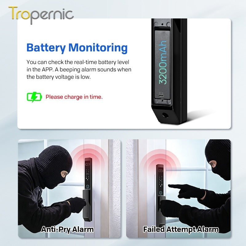 [New Grill Lock] 7 In 1 Tuya Smart Door Lock Fully Automatic Double Sided Lock 3D Face + Palm Recognition Waterproof Sliding Door Lock for Gate Door