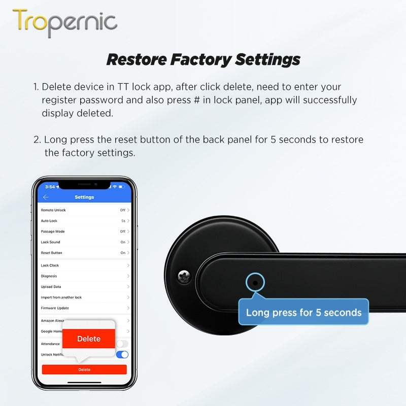 [No Drilling] 5 In 1 TTLOCK Digital Door Lock APP Remote Unlock Anti Theft Fingerprint Handle Password Smart Lock 60/70MM Single Latch For Bedroom Home Hotel