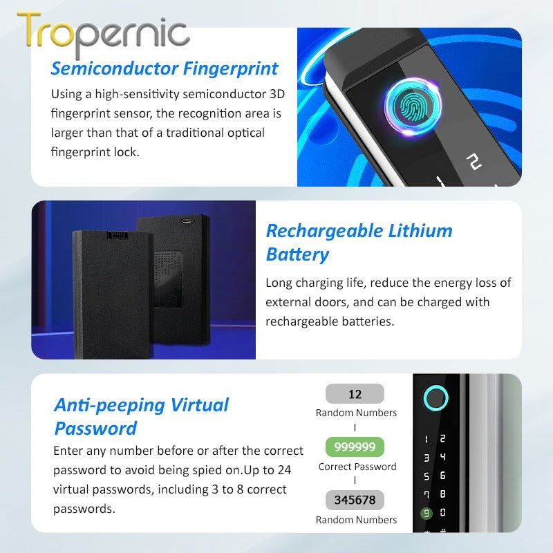 [Smart Grill Door Lock] TTLOCK Smart Door Lock Double Side Outdoor Waterproof Digital Lock with Doorbell Aluminum Door Electronic Lock Fingerprint/Password/IC Card/Key Unlock