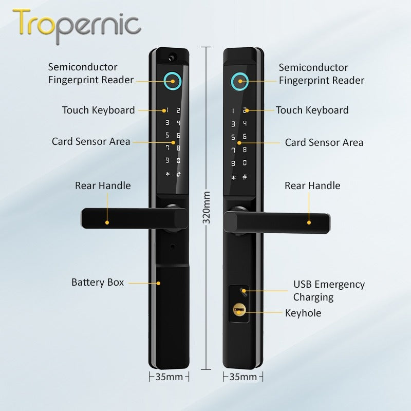 [Smart Grill Door Lock] TTLOCK Smart Door Lock Double Side Outdoor Waterproof Digital Lock with Doorbell Aluminum Door Electronic Lock Fingerprint/Password/IC Card/Key Unlock