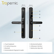 [Doorbell Function] 5 In 1 Tuya Smart Door Lock Waterproof Fingerprint Sliding Door Lock Zinc Alloy Electronic Lock Digital Password Lock For Aluminum Door