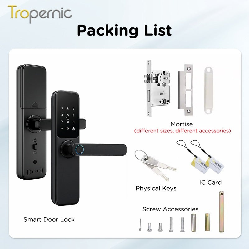 TTLOCK Smart Door Lock with Doorbell APP Management Fingerprint Tombol Pintu Rumah Anti Theft Password Digital Lock Door Knob for Home Wooden Door