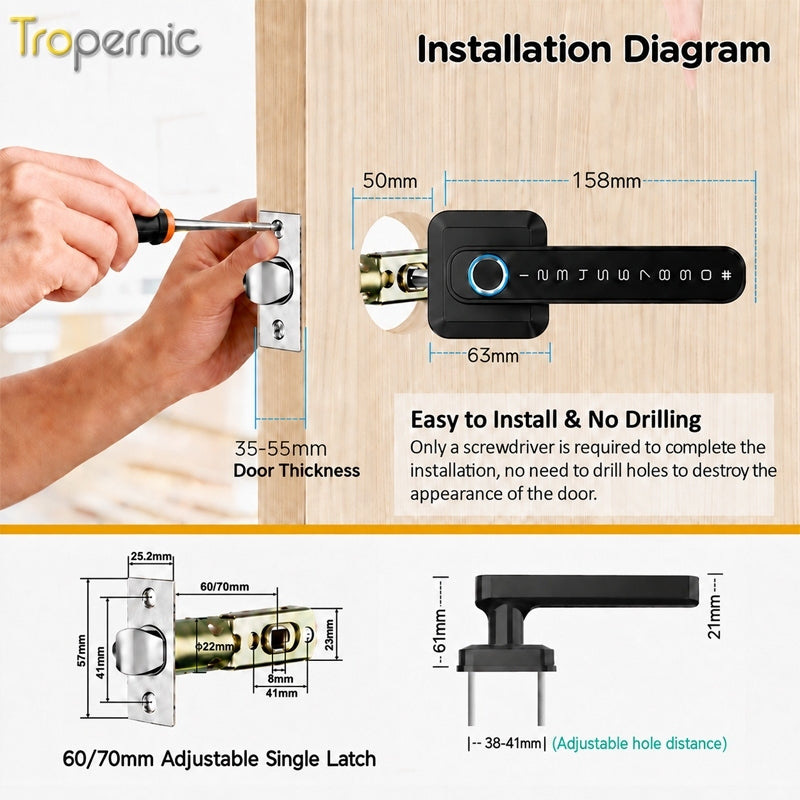 Tropernic T3 Tuya/TTLcok Bluetooth Smart Lock