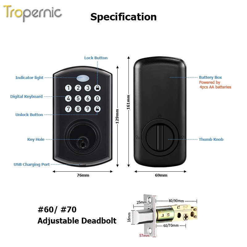 Tropernic A01 Tuya WiFi Smart Lock