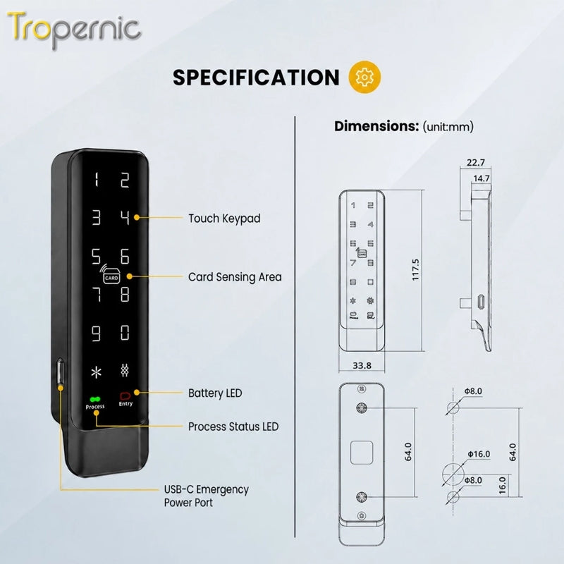Tropernic A850-CT Tuya Bluetooth Smart Cabinet Lock
