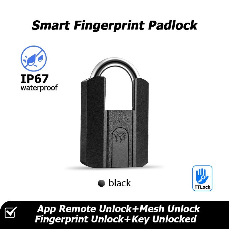 TTLOCK Smart Padlock IP67 Waterproof Fingerprint Padlock APP Remote Unlock USB Rechargeable Portable Outdoor Mini Anti-Theft Padlock With Key