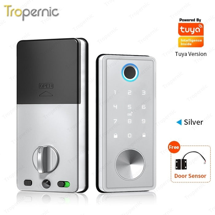 Tuya Smart Door Lock WiFi Remote Unlock Digital Password IC Card Biometric Fingerprint Unlock Fully Automatic Electric Deadbolt