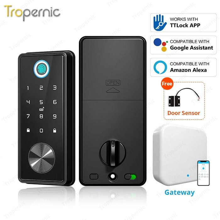 [24h Ship Out] TTLOCK Fully Automatic Smart Lock Biometric Fingerprint Digital Door Lock with Sliding Cover Keyhole Password IC Card Key Unlock