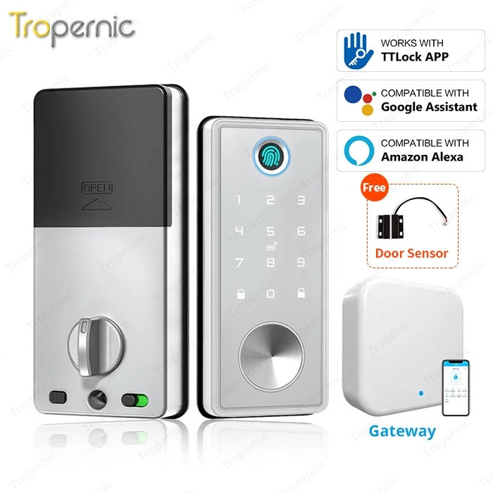 [24h Ship Out] TTLOCK Fully Automatic Smart Lock Biometric Fingerprint Digital Door Lock with Sliding Cover Keyhole Password IC Card Key Unlock