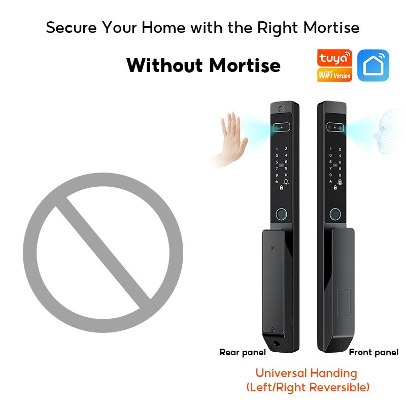 [New Grill Lock] 7 In 1 Tuya Smart Door Lock Fully Automatic Double Sided Lock 3D Face + Palm Recognition Waterproof Sliding Door Lock for Gate Door