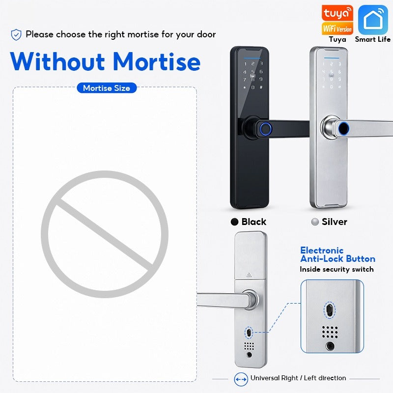 5 In 1 Tuya WiFi Smart Door Lock with Doorbell APP Remote Unlock Fingerprint Digital Lock Tombol Pintu Bilik Password Electronic Lock for Home Wooden Door