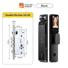 [Palmprint Unlock] 7 In 1 Tuya Smart Door Lock with Security Camera Video Surveillance 3D Facial Recognition Fully Automatic Digital Lock Intercom Security Door Lock