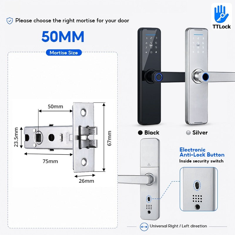 [Ready Stock] 5 In 1 TTLOCK Smart Door Lock Fingerprint Lock Pintu Rumah APP Remote Unlock Password Digital Lock for Woodern Door APP Management Google Home Amazon Alexa
