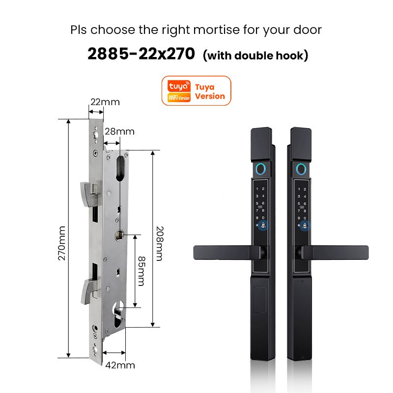 [Grill Door Smart Lock] Tuya Smart Door Lock Double Sided System Waterproof Digital Lock for Grill Door 5 In 1 Digital Lock with Doorbell Function for Sliding Door