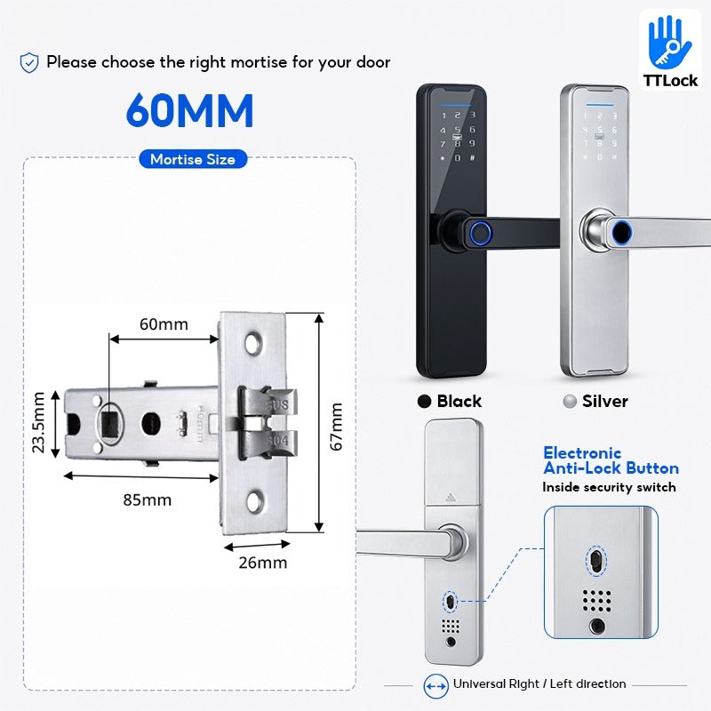 [Ready Stock] 5 In 1 TTLOCK Smart Door Lock Fingerprint Lock Pintu Rumah APP Remote Unlock Password Digital Lock for Woodern Door APP Management Google Home Amazon Alexa